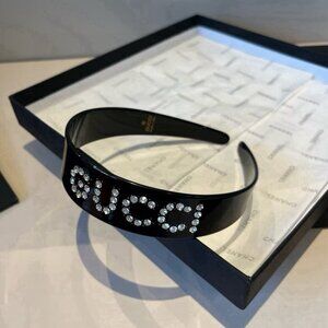 GUCCI Black Crystal Logo Headband